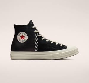 Converse Chuck 70 Crafted Leather High Tops Shoes Black / Red | CV-620NIY