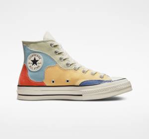 Converse Chuck 70 Crafted Patchwork High Tops Shoes Olive / Blue | CV-098IZF