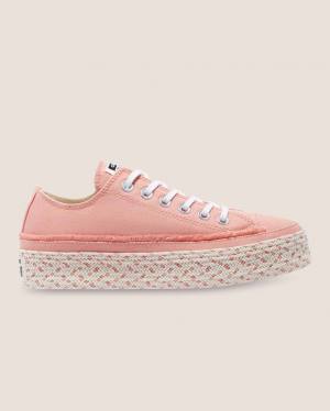 Converse Chuck Taylor All Star Espadrille Platform Low Tops Shoes Pink | CV-520RBF