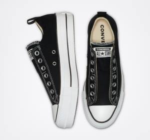 Converse Chuck Taylor All Star Lift Platform Slip Low Tops Shoes Black / White | CV-480JFU