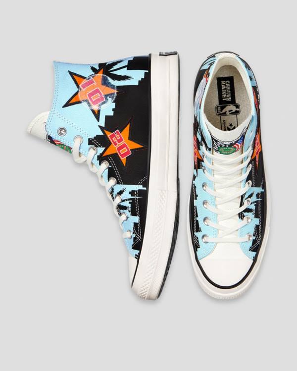 Converse Chinatown Market Chuck 70 Specialty High Tops Shoes Black Blue | CV-703JIL