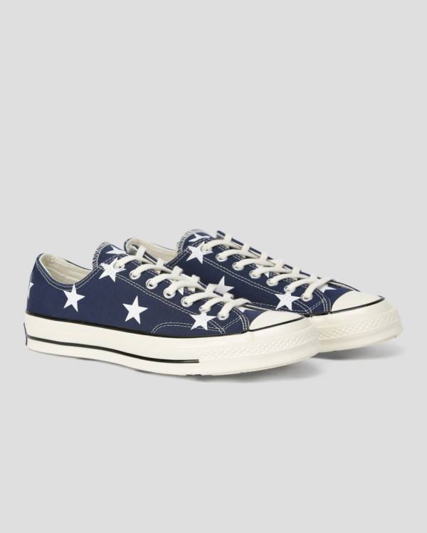 Converse Chuck 70 Archive Print Low Tops Shoes Blue | CV-073ACT