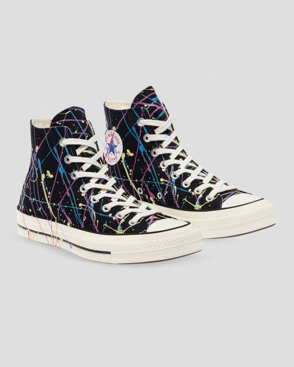 Converse Chuck 70 Archive Print Paint Splatter High Tops Shoes Black | CV-902SFR