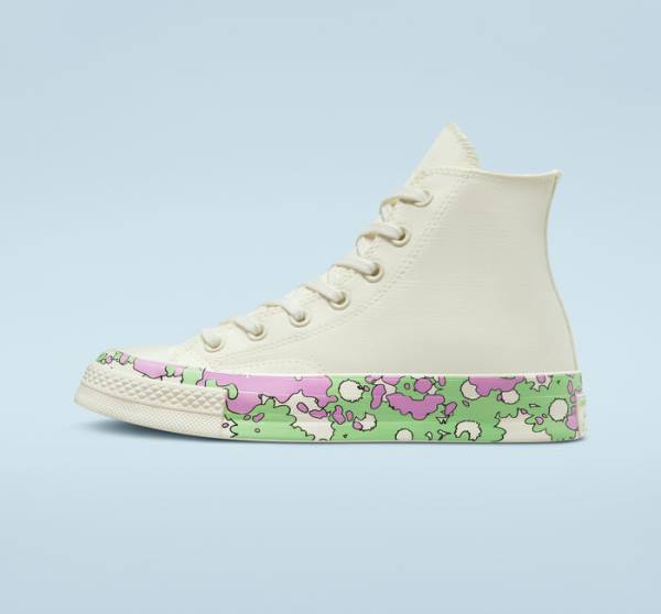 Converse Chuck 70 Crafted Florals High Tops Shoes Pink / Light Green | CV-740PBM