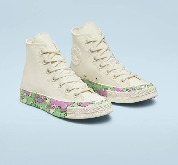 Converse Chuck 70 Crafted Florals High Tops Shoes Pink / Light Green | CV-740PBM