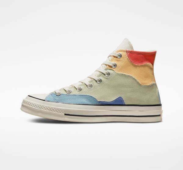 Converse Chuck 70 Crafted Patchwork High Tops Shoes Olive / Blue | CV-439FQK