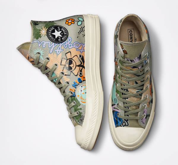 Converse Chuck 70 Floral High Tops Shoes Olive / Multicolor | CV-820NUF