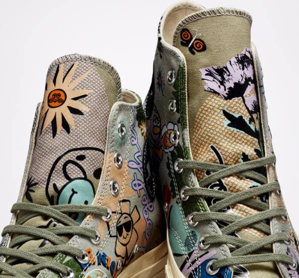 Converse Chuck 70 Floral High Tops Shoes Olive / Multicolor | CV-839FPT