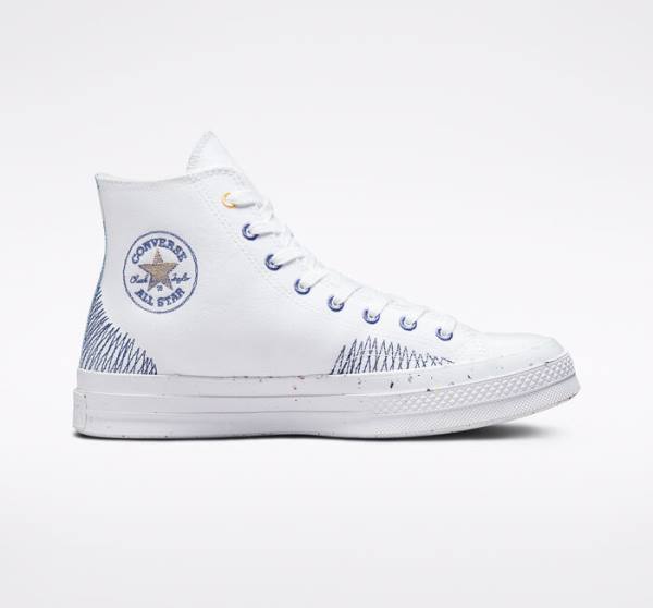 Converse Chuck 70 Stitched High Tops Shoes White / Indigo | CV-317RAQ