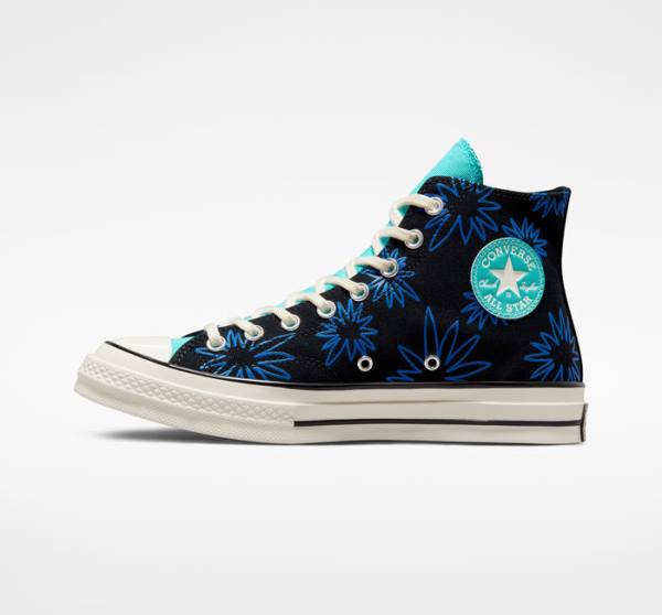 Converse Chuck 70 Sunny Floral High Tops Shoes Black / Turquoise / Royal | CV-206TFR