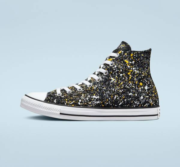 Converse Chuck Taylor All Star Archive Paint Splatter High Tops Shoes Black / White | CV-187GUB