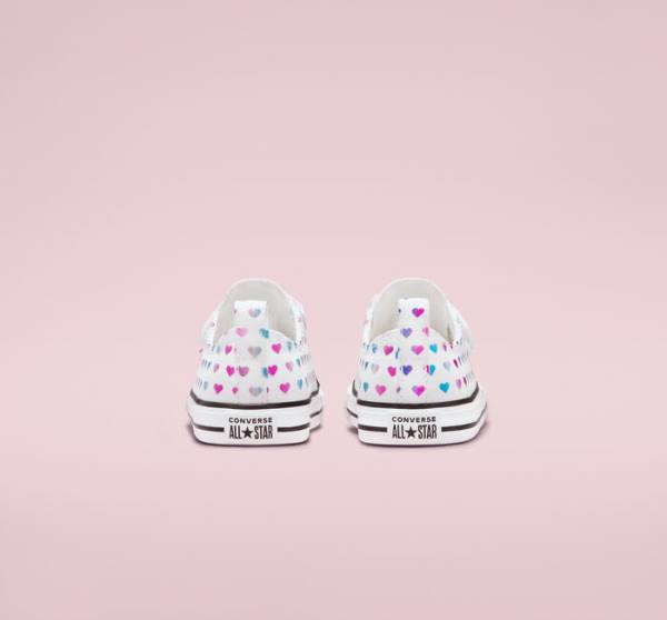 Converse Chuck Taylor All Star Easy-On Foil Hearts Low Tops Shoes White / Black / Pink | CV-035DPZ