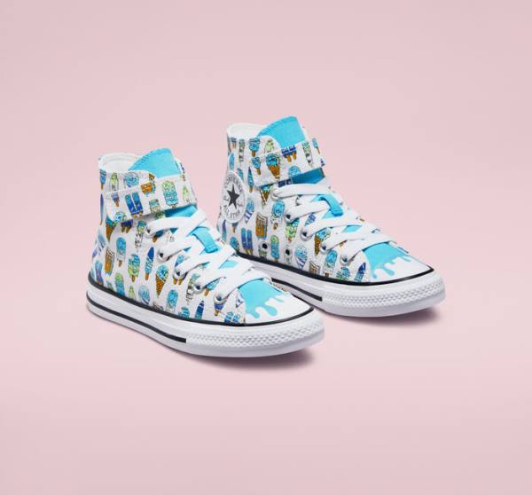 Converse Chuck Taylor All Star Easy-On Frozen Treats High Tops Shoes White / Blue / Light Green | CV-254YGZ