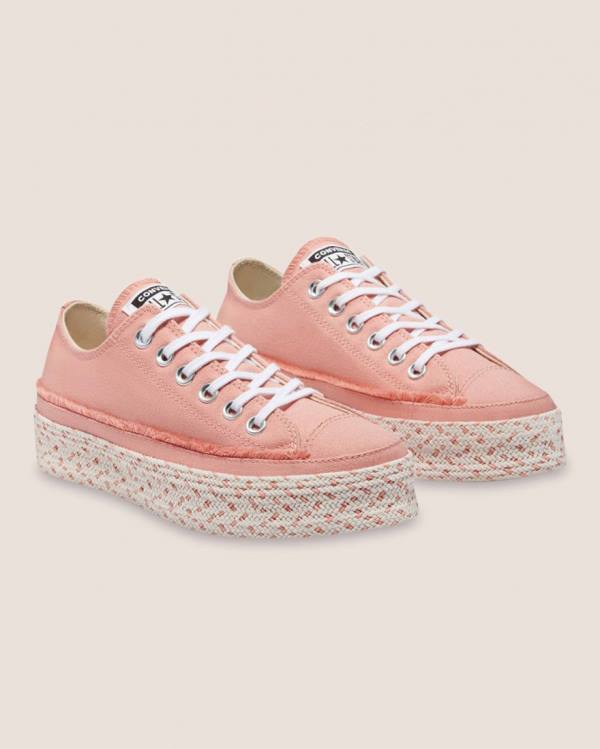 Converse Chuck Taylor All Star Espadrille Platform Low Tops Shoes Pink | CV-520RBF