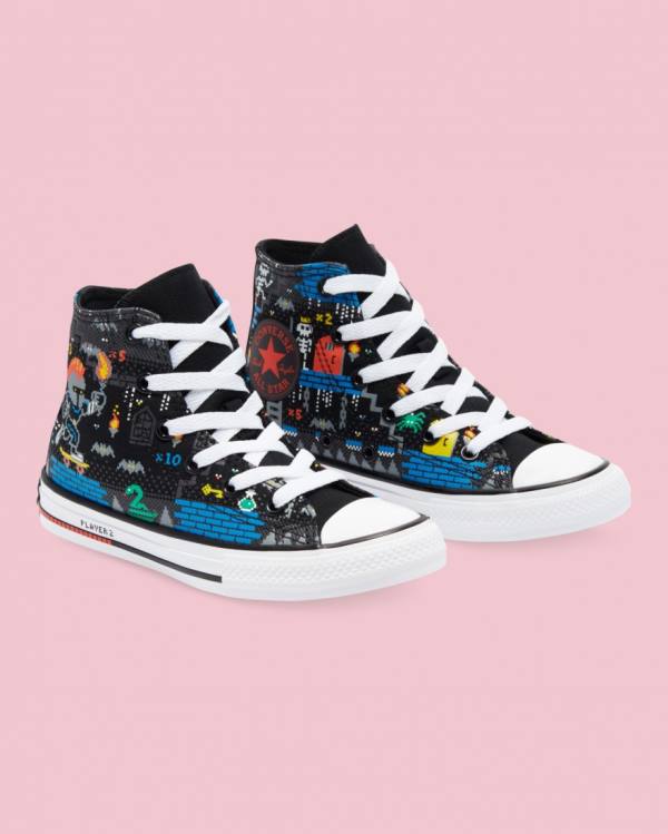 Converse Chuck Taylor All Star Gamer Print High Tops Shoes Black | CV-063THB