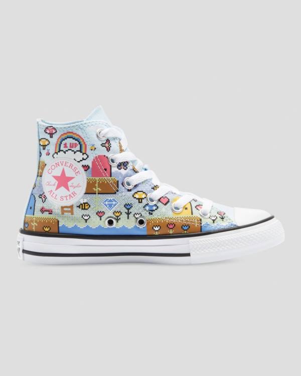 Converse Chuck Taylor All Star Girls Gamer High Tops Shoes Blue Pink White | CV-967BPA