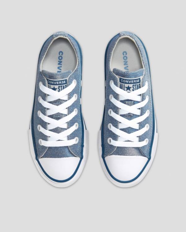 Converse Chuck Taylor All Star Glitter Textile Low Tops Shoes Blue | CV-795VXM