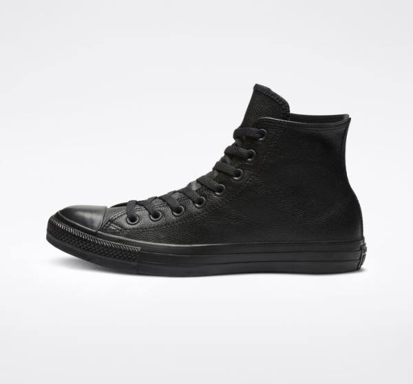 Converse Chuck Taylor All Star Leather High Tops Shoes Black | CV-691HMJ