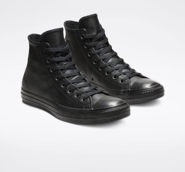 Converse Chuck Taylor All Star Leather High Tops Shoes Black | CV-691HMJ