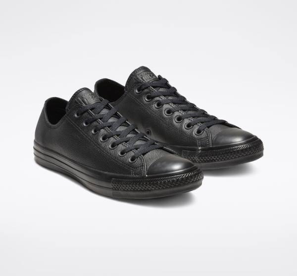 Converse Chuck Taylor All Star Leather Low Tops Shoes Black | CV-958HIR