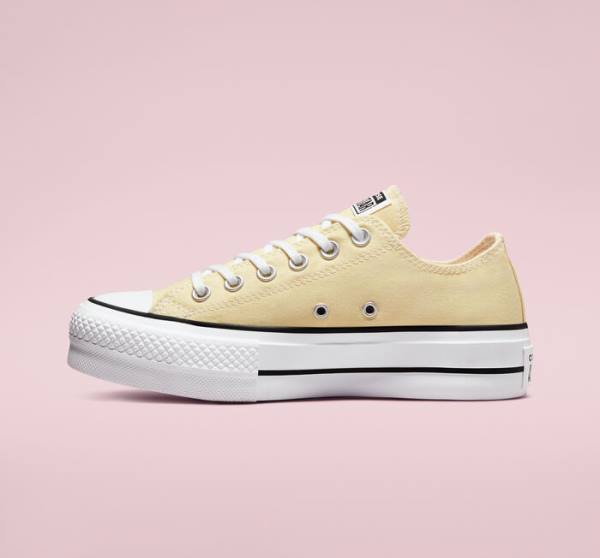 Converse Chuck Taylor All Star Lift Platform Seasonal Color Low Tops Shoes Lemon / Black / White | CV-429BMF