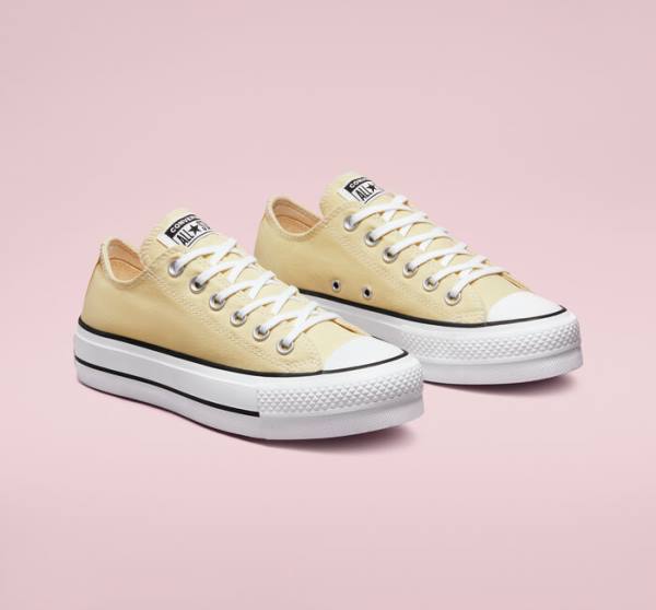 Converse Chuck Taylor All Star Lift Platform Seasonal Color Low Tops Shoes Lemon / Black / White | CV-429BMF