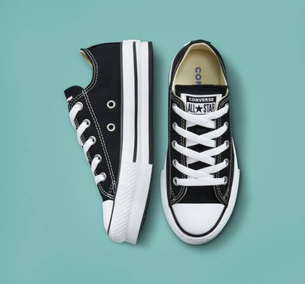 Converse Chuck Taylor All Star Lift Platform Low Tops Shoes Black / White | CV-489WTB