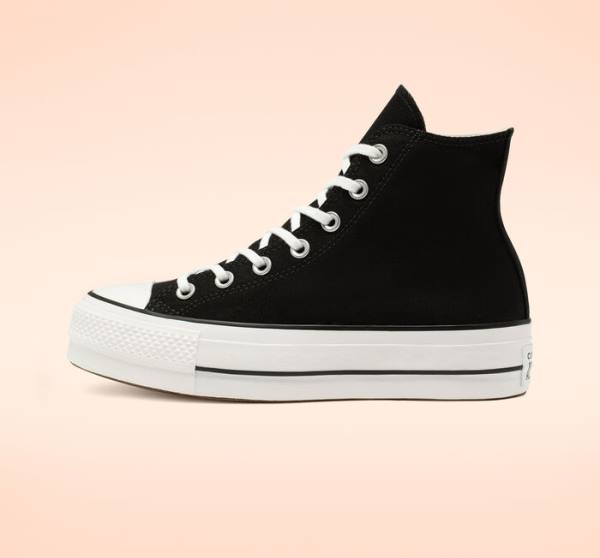 Converse Chuck Taylor All Star Lift Platform Canvas High Tops Shoes Black / White | CV-589NRU