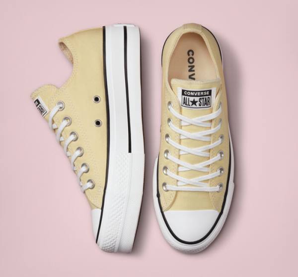 Converse Chuck Taylor All Star Lift Platform Seasonal Color Low Tops Shoes Lemon / Black / White | CV-864MFW