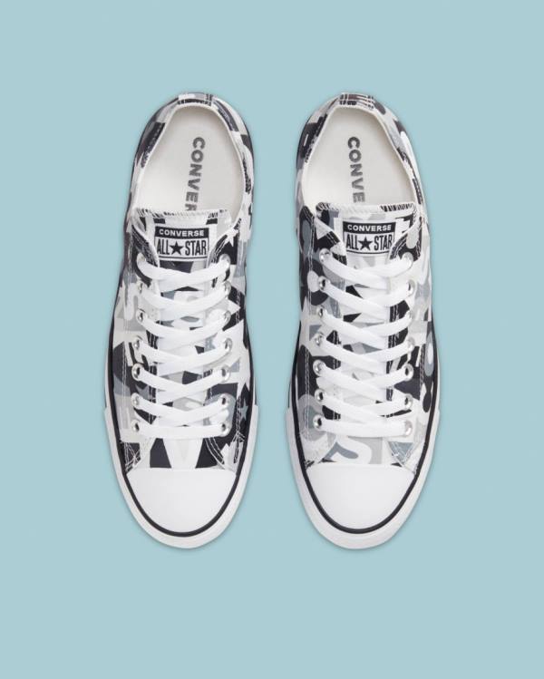 Converse Chuck Taylor All Star Logo Print Low Tops Shoes Black | CV-437SMH