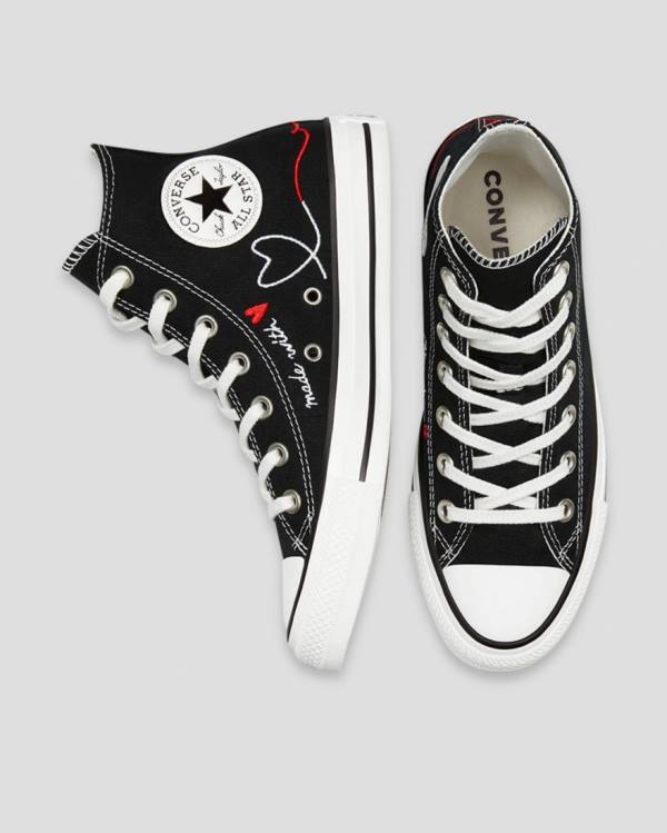 Converse Chuck Taylor All Star Love Thread High Tops Shoes Black | CV-432IRL