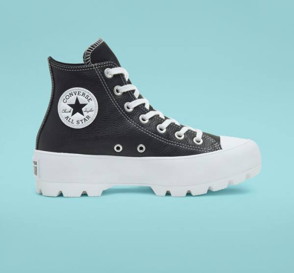 Converse Chuck Taylor All Star Lugged Leather High Tops Shoes Black / White | CV-517CJN