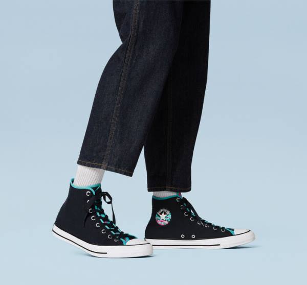 Converse Chuck Taylor All Star Marbled High Tops Shoes Black / Multicolor / White | CV-157QKF