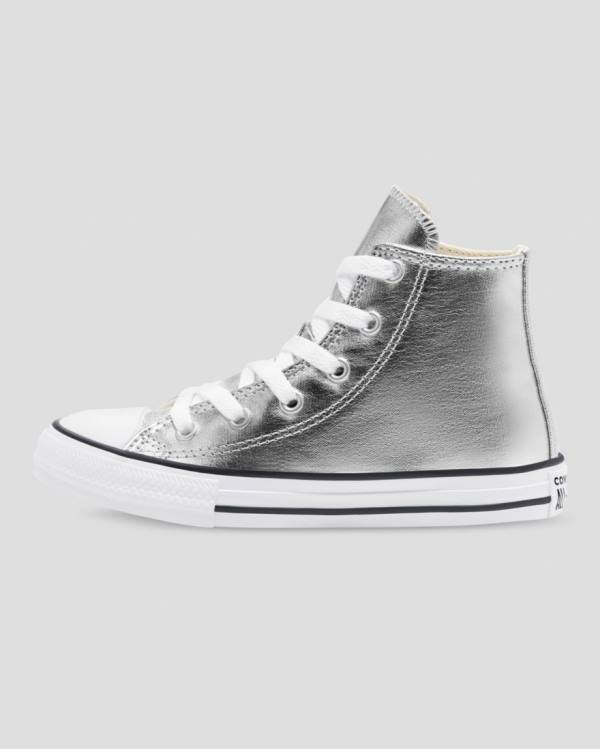 Converse Chuck Taylor All Star Metallic High Tops Shoes Silver | CV-013ISL