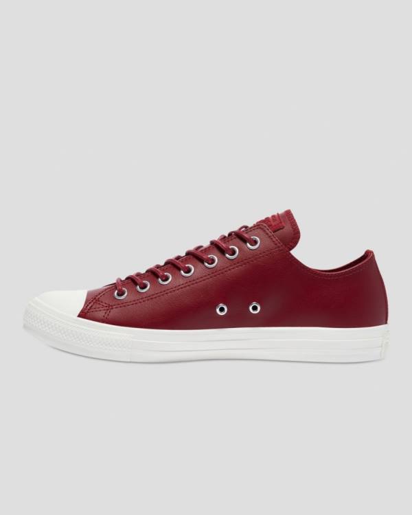 Converse Chuck Taylor All Star Seasonal Leather Low Tops Shoes Burgundy | CV-987YXS