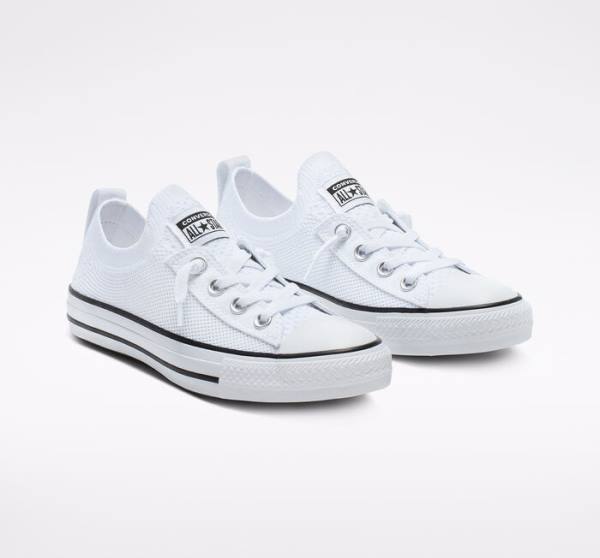 Converse Chuck Taylor All Star Shoreline Knit Slip Low Tops Shoes White / Black / White | CV-639YIS