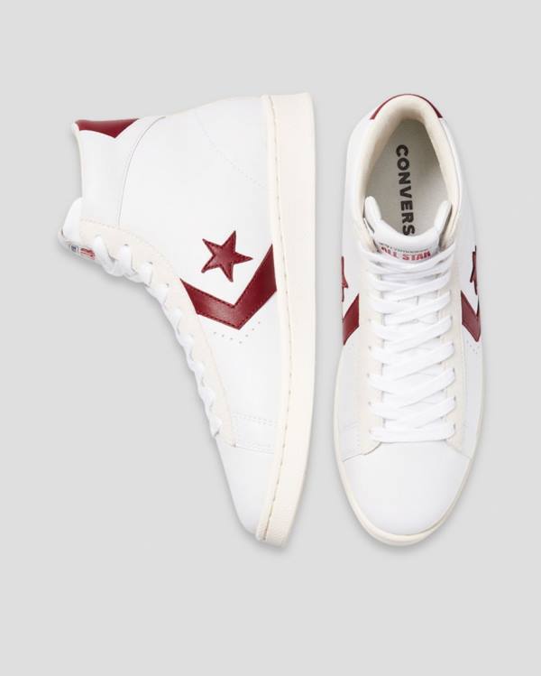 Converse Pro Leather Italy High Tops Shoes White Red | CV-094QKX