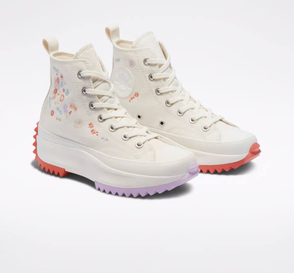 Converse Run Star Hike Platform Embroidered Floral High Tops Shoes Light | CV-046PHD