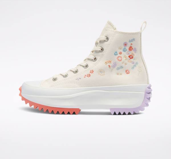 Converse Run Star Hike Platform Embroidered Floral High Tops Shoes Light | CV-475YQB