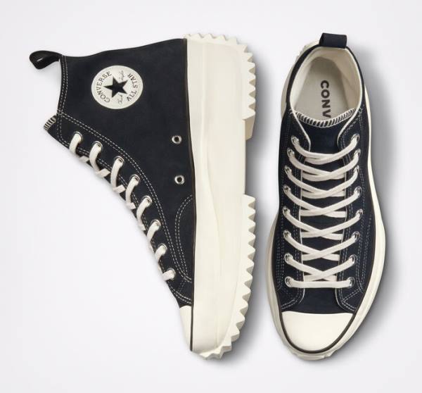 Converse Run Star Hike Platform Suede High Tops Shoes Black | CV-357PLT