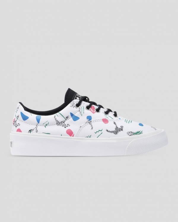 Converse Skid Grip 80s Archive Print Low Tops Shoes White | CV-758MZS