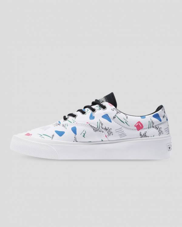 Converse Skid Grip 80s Archive Print Low Tops Shoes White | CV-871RGE