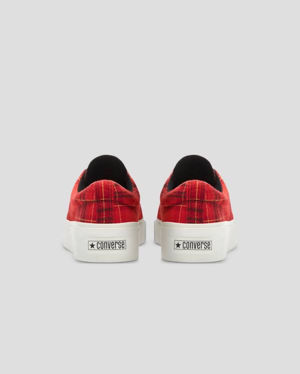 Converse Skidgrip Twisted Plaid Low Tops Shoes Red | CV-079PKA