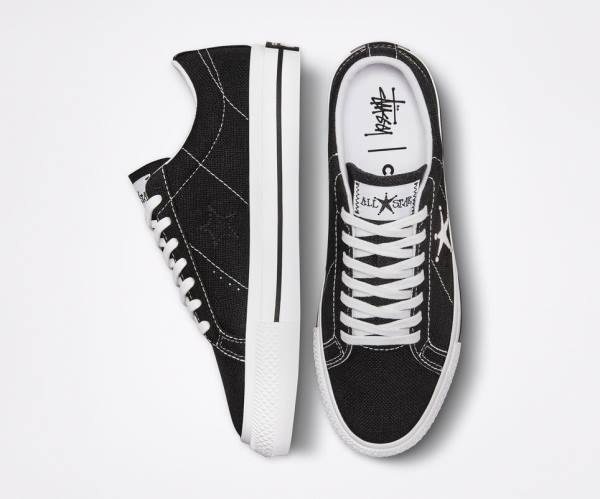 Converse Stussy One Star Low Tops Shoes Black / White | CV-402ILY